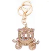 Keychains Crystal Fairy Tale Golden Pumpkin Carriage Keyring Eloy Key Chain Holder Purse Bag For Car Women Gift Keychain Jewelry R138