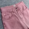 Jeans toteme lavati rossi a vita dritta affusolati pantaloni casual a gamba dritta