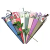 Gift Wrap Single Flower Rose Box PVC Triangular Bouquet Wrapping Paper Plastic Bags Boxes Cases For Flowers Gifts Packaging183A