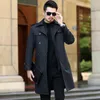 Men's Trench Coats 1956 Duster Long Detachable Liner L Slim Casual British Autumn And Winter Double-Breasted Coat