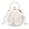 Evening Bags Plush Handbags Clutch Ear Shoulder Bag Clip Open Metal Handle Crossbody Women Soft Small Winter Purses Sac