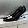 Scarpe da donna con tacco alto retrò la pelle scarpe a medio tacco medio da donna in metallo lavoro da donna con tacchi bianchi bianchi da donna con scatola 34-42