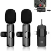 Microphones sans fil 3 en 1 pour iPhone K15, téléphone Android, appareil photo, microphone cravate sans fil, double micro sans fil avec réduction du bruit