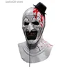 Masques de fête Masque de clown Bloody Terrifier Art Le Cosplay Creepy Horreur Démon Mal Joker Chapeau Latex Casque Halloween Costume Props Fête T230927