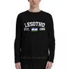 Magliette da uomo in cotone con bandiera del Lesotho con EST. Anno manica lunga Autunno Uomo Donna Abbigliamento unisex T-shirt LS Top T-shirt