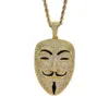 Ciondolo maschera V per vendetta con collana hip hop in zirconi299V