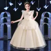 Dziewczyny sukienki elegancka haftowana sukienka księżniczka 4-12 lat koronkowa łuk długi ślub Bankiet Ball Ball występ