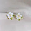 Stud Earrings Fashion Trend Unique Design Elegant Exquisite Light Luxury Camellia Pearl Female Jewelry Party Premium Gift 2023