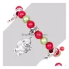 Charm Armbänder Weihnachtsgeschenk Modeschmuck Schneeflocke Weihnachtsmann Glocke Imitation Perlen Perlen Armband Handkette Drop Lieferung Je Dhe5Q