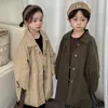 Casaco estilo coreano outono primavera crianças longo trench unissex casual outerwear bebê meninos jaqueta meninas moda blusão
