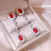 Boucles d'oreilles pendantes en argent 925, grandes pierres précieuses rouges, strass longs, pendentif en cristal pour mariée, vente en gros