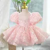 Flicka klänningar blomma gril klänning sommar hög barn prinsessa rosa söta bröllop små födelsedagsföreställning festevenemang