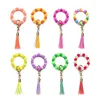 Porte-clés perles de silicone colorées porte-clés pour femmes en tranches bracelet lumineux glands pendentif bijoux accessoires