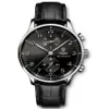 Men Watches Japan Quartz Movement Leather Strap New Portuguese Chronograph I371447 Black Dial 40mm Wristwatches230q