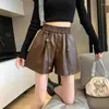 Kvinnors shorts höst svart hög midja fast färg all-match plus size trend breda ben byxor mode gata casual kvinnor kläder