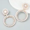 Dangle Earrings Fashion Big Flower Crystal Female Luxury Geometric Round Rhinestone Drop Women Weddding Jewelry