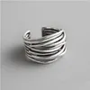 Authentieke 925 Sterling Sier Mtilayer Wrap Open Ringen Voor Vrouwen Nieuwe Vintage Vrouwelijke Verstelbare Statement Ring Sieraden Kettingen Pe Dh7Wz