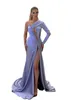 Robe de bal sexy grande taille sirène longue pour femme, asymétrique épaule dénudée en satin perlé, longueur au sol, fente latérale haute, pour occasions formelles, concours de beauté, soirée, fête d'anniversaire