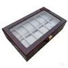 Factory 12 Grids Rectangle 33 20 8 5cm Högkvalitet Kvalitetsklocka Lagring Boxescases Windows Watch Box Watch S Displa219Z