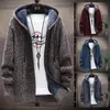 Suéteres para hombres Suéter de punto de invierno Imprimir Ropa de moda coreana Ropa de punto Ropa Cardigan Capucha con felpa y vellón engrosado 230927