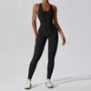 Conjuntos activos Conjunto de Yoga ajustado de una pieza para mujer, traje con espalda hueca, Body deportivo sin costuras de alta elasticidad, mono deportivo para correr