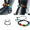 Charm-Armbänder, 7 Chakra-Heilperlen-Armband, Reiki-Gebet, Nce-Perlen-Armbänder, handgefertigte geflochtene Armreifen für Damen und Herren, verstellbar, Je Dhywz