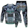 Men's Tracksuits Vintage National Style Florial Leopard Symbol Print Men Clothing Suit Sweatshirt Jogging Pants 2 Pcs Set Women Outdoor