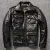 Herrläder 2023 Top Cowhide Jacket Overdimensionerad motorcykelstiljakt