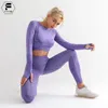 Actieve sets FITTOO 2-delig Naadloze yogaset Trainingskleding voor dames Gym Fitness Jogginglegging Sport Crop Tops Hoge taille Skinny panty's