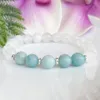 MG1511 Strand A Grade Amazoniet Witte Jade Edelsteen Armband Natuurlijke Sneeuw Quartz Healing Kristallen Angst Yoga Mala Bracelet212a