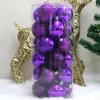 Boule d'arbre de noël, 24 pièces, violet mat mélangé, 4cm, accessoires, qualité 293S