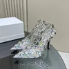 Le migliori scarpe eleganti di marca Moda donna Décolleté in vera pelle Mesh Rivetto cavo Decorazione gioiello Scarpe firmate di lusso Sandali casual con tacco alto a punta