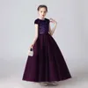 Vestidos de menina flor para casamento, lantejoulas brilhantes, saia inchada de tule, vestido de baile, comprimento até o chão, vestido de primeira comunhão para meninas