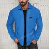 ヨーロッパとアメリカのブランドデザイナースタイル逆トライアングルバッジハイエンドワッフル格子形長い袖のジッパー式ジッパー式メンズジャケットハイストリートカジュアルメンズ秋のジャケット