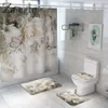 Bloemen Bad en Gordijn Set Antislip Douche Badkamer Voetkleed Woondecoratie Wc Vloermat 2011192155