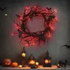 Grinaldas de flores decorativas Halloween Bat Black Branch Grinaldas com luz LED vermelha 45cm Grinaldas para portas Janela Flor Guirlanda Halloween Decoração de casa T230927