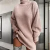 Casual jurken dames trui jurk stijlvolle elegante losse pasvorm warme hoge kraag trui met lange mouwen voor herfst winter