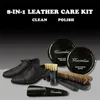 Annan hushållsorganisation 8in1 Shoe Polish Clean Brush Kit Travel Lädervård Soffa Bilstolskor Rengöring och underhåll 230926