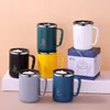 Mugs 500ML Stainless Steel Mug With Lid Double Layer Coffee Milk Graduated Mouth Cup Creative Insulation Tea Office Thermos Gifts 230927