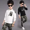 Clothing Sets Kids Jogger Set Baby Boys Workout Letter HoodieElastic Sweatpant Sets Full Zip Hooded Child Tracksuit 4-12 Years 230927
