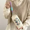 Bolsas de almacenamiento con estampado de dibujos animados para mujer, bolso de cosméticos sencillo para mujer, estuche de lápices portátil suave para chicas universitarias, bolso de mano