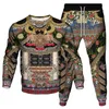 Men's Tracksuits Vintage National Style Florial Leopard Symbol Print Men Clothing Suit Sweatshirt Jogging Pants 2 Pcs Set Women Outdoor