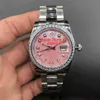 Orologio da donna con lunetta in diamanti quadrante rosa President Orologi da donna in acciaio inossidabile Orologio da polso meccanico automatico da donna da donna Vetro zaffiro 299W