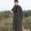 Damen Wollmischungen 2023 AutumnWinter 100 reine verdickte Kaschmir-Strickjacke europäische Version über Knie lose große Mantel 230926