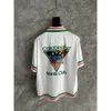 23ss Casablanca chemise hawaïenne pyramide tennis rayure imprimé mince style américain chemise ample coupe décontractée casablanc
