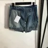 Fashion Design Rok Dames Knoop Getailleerde Jeans Hoge Taille Wijde Pijpen Denim Shorts Minirok