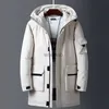 Parkas masculinas 2022 novas jaquetas de inverno homens pato branco quente com capuz longo jaquetas outono casual top parka masculino preto fofo casaco bege amarelo yq230927