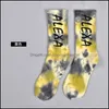 Sapato Peças Acessórios Meias Skate Moda Tie-Dye Carta Algodão Colorf Vortex Alexa Engraçado Feliz Hiphop Soft Girls Sockings M Dhqqk