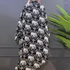 Casual Dresses Streetwear Stylish Printed Spring Autumn Long Sleeve Female Clothing Commute Button Turn-down Collar Straight Midi Dress