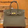 Bags Pure Hand Sewn Brand Womens Bag Luxury Original Togo Leather Handbag 30 of Elephant Grey Large Capacity Ba0x